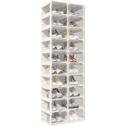 Foldable Shoe RackShoe Organisers for Closet Plastic Storage Box Space Saving Entryway Large Sturdy Stackable Sneaker 240506