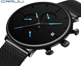 CRRJU Fashion Date Mens Watches Top Brand Luxury Waterproof Sport Watch Men Slim Dial Quartz Watch Casual Relogio Masculino6665668