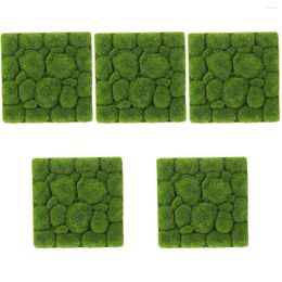 Decorative Flowers 5pcs Artificial Moss Wall Panels Flocking Stone Decoration Green Plants Grass Backdrop Indoor Outdoor Privacy Fence