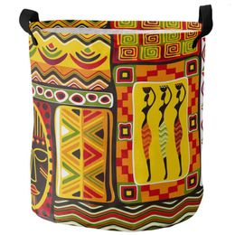 Laundry Bags African Women Geometric Shapes Foldable Basket Large Capacity Waterproof Clothes Storage Organiser Kid Toy Bag