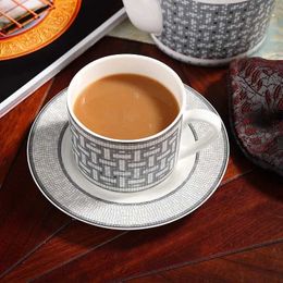 Cups Saucers New European Bone China Coffee Cup and Saucers Tableware Plates Afternoon Tea Drinkware Milk Mug With Domestic Kitchenware