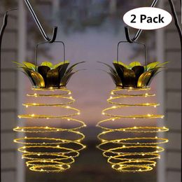 Solar Powered Pineapple Iron Lantern LED Copper Wire Light String Outdoor Waterproof Garden Decoration Hanging Lamp