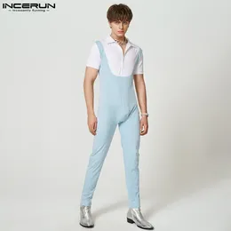 Men's Pants Fashion Casual Style Tops INCERUN Comfortable Colour Contrast Rompers Handsome Male Short-sleeved Jumpsuits S-5XL 2024