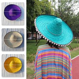 Berets Mexican Party Hat Colourful Wide Brim Straw Hats Men Women Summer Outdoor Sun Sombrero Halloween Decor