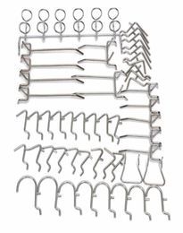 New 50pcs Silver Metal Chromeplated Pegboard Hook Assortment Kit Storage Hanger9639834