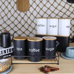 Storage Bottles Metal Kitchen Jar With Covers Canister Round Square Candy Biscuit Loose Coffee Tea Leaf Containers 3 Pcs