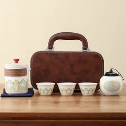 Teaware Sets Travel Tea Set Small Portable Outdoor Bag Ceramic One Pot Three Cups Convenient To Carry