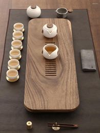 Tea Trays Black Walnut Plate Solid Wood Household Simple Japanese Small Table Whole Block Drainage Sea Set