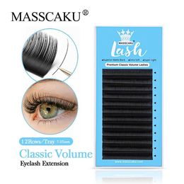 False Eyelashes MASSCAKU synthetic mink 0.05 0.07mm classic eyelashes matte black Russian volume extended fake personal Q240510