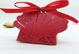 100pcs Laser Cut Hollow Shell Candy Box Chocolates Boxes With Ribbon For Wedding Party Baby Shower Favour Gift5650137