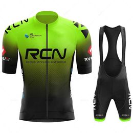Fans Tops Tees Rcn Fluorescent Green Bicycle Set Mountain Uniform Summer Mens jersey set Road jersey Q240511