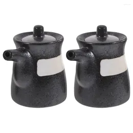 Storage Bottles 2 Pcs Soy Sauce Container Vinegar Japanese Dispenser Sushi Jar Holders Pot Japanese-style Ceramic Oil Bottle