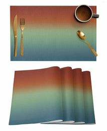 Table Mats Abstract Gradient Rust Red Blue Green Kitchen Tableware Cup Bottle Placemat Coffee Pads 4/6pcs Desktop