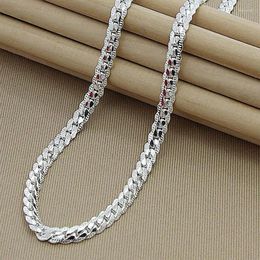 Chains 925 Sterling Silver 6mm Full Sideways Necklace 16/18/20/22/24 Inch Chain For Woman Men Fashion Wedding Engagement Jewelry Gifts