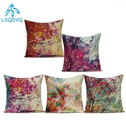 Pillow Decorative Throw Pillows Case Oil Painting Trees Plant Flower Polyester Sofa Cover For Living Room Decoration