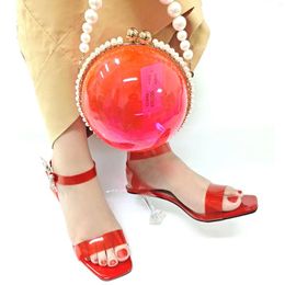 Dress Shoes Doershow Nice African And Bag Matching Set With Coral Selling Women Italian For Party Wedding HGO1-5