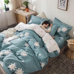 Bedding Sets The Four-piece Bedroom Bed Set Fashionable Pure Cotton Twill Warm Quilt Cover Sheet Simple Printing Family El