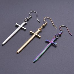 Dangle Earrings Goth Punk Metal Sword For Women Men Accessories Stainless Steel Earring Ear Hooks Trendy Jewellery Oorbellen Voor Vrouwen