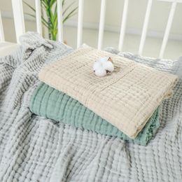 Blankets Pumi 6-layer Gauze Children's Quilt Blanket Cotton Baby Solid Colour Waffle Absorbent