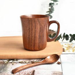 Mugs Natural Wooden Beer Cup Retro Big Capacity Tea Water Classic Wood Drinking Mug With Handle Coffee