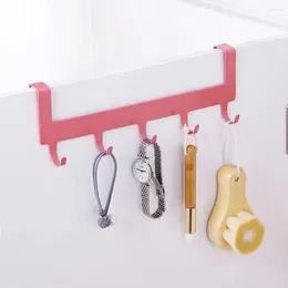 Hooks Traceless Bathroom Organiser Rack Storage Hanger 5 Iron Art Over Door Hook Multi-Purpose Back Type Towel