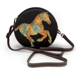 Shoulder Bags Pony Bag School Leather Round Female Fashion Funny Purse