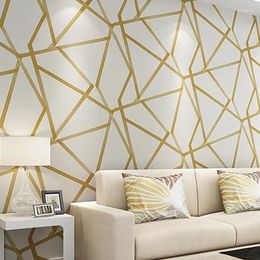 Wallpapers 10M Self-adhesive Gold Geometric Wall Sticker Wallpaper Modern Design Striped Triangle Pattern Bedroom Living Room Home Decor