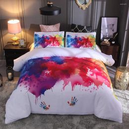 Bedding Sets Color Cover And Quilt Watercolor Splash Quality Extra Large 220x240cm Soft White Pillowcase