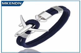 MKENDN Fashion Aeroplane Anchor Bracelets Men Charm Rope Chain Paracord Bracelet Male Women style Wrap Metal Sport Hook X07067256625