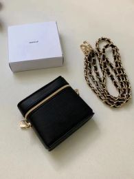 Designer black chain bag mini change bag mouth red envelope zero wallet