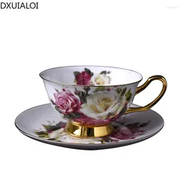 Mugs European Style Ceramic Coffee Cup And Saucer English Afternoon Tea Set Bone China Birthday Gift 200ml DXUIALOI