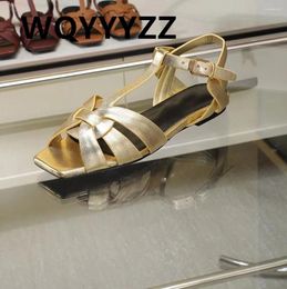 Casual Shoes Sexy High Heel Sandal Fashion Ladies Genuine Leather Buckle Strap Party Dress Sandals Brand Female All Match Flats Sapatos