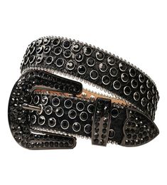 Vintage Western Rhinestones Belt Removable Buckle Cowboy Cowgirl Bling Leather Crystal Studded Belt For Women Men2502300