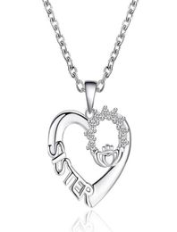 Pendant Necklaces Zircon Sister Crown Alphabet Necklace Adjustable Chain 2021 Trendy Jewelry8857657