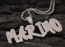 AZ Custom Name Letters Necklaces Mens Fashion Hip Hop Jewellery Iced Out Gold Initial Letter Pendant Necklace9925702