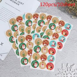 Gift Wrap 120pcs Christmas Stickers Merry Round Packaging Labels