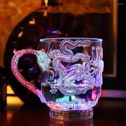 Disposable Cups Straws LED Flash Magic Color Changing Dragon Cup Water Activated Light-Up Beer Coffee Milk Tea Wine Whisky Bar Mug Travel