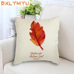 Pillow Cover Cotton Linen Case Sofa Waist Throw Couch Car Bed Home Decor Autumn Yellow Red Leaves Printed Pillowcase