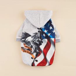 Dog Apparel Hoodies Puppy American Flag Sweatshirts Pocket For Small Medium Cat Soft And Comfort Shirts Pyjamas Outfit Pet