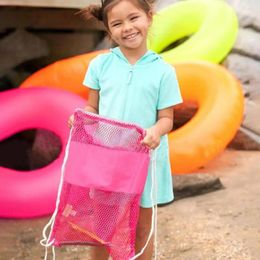 Storage Bags Solid Color Useful Beach Pouch Portable Mesh Toy Organizer Bag Reusable Drawstring Backpack Breathable Household Supplies