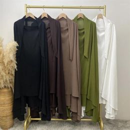 Ethnic Clothing Soft Crepe Modest Khimar Abaya Dubai Islamic Arabe Muslim Hijab Dress Women Niqab Kebaya Robe Femme Musulmane Nikab Eid