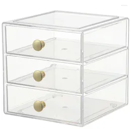 Storage Bottles Modern Acrylic Cosmetic Box Transparent 3-Layer Drawer Makeup Organizer Jewelry Container Organiseurs De Rangement