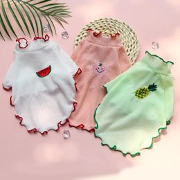 Dog Apparel Curled Bottoming Shirt Spring Summer And Autumn Supplies Two-legged Clothing Teddy Bichon Fruit Cat Pet Clothes
