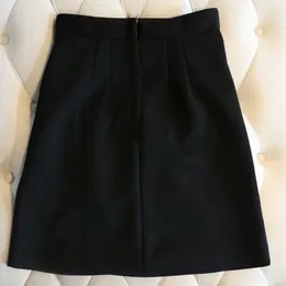 Skirts Casual Female Classic Black Short Skirt Pearls Crystal High Waist Zipper A-Line Office Ladies Elegant Vintage