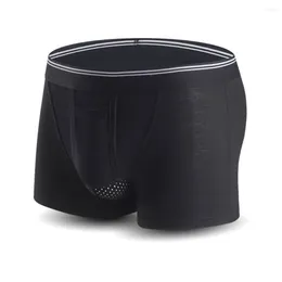 Underpants Men Trunks Boxer Homme Solid Mesh Breathable Panties Seamless Underwear U Convex Separation Male Modal 2024