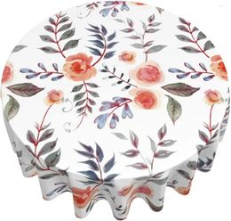 Table Cloth Watercolour Floral Round Abstract Red Flowers Washable Wrinkle Cover Fabric Polyester Tablecloth Indoor Outdoor