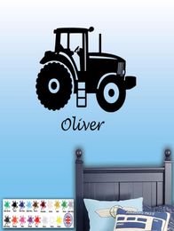 Art wall sticker Tractor Custom Name Removeable Wall decal Bedroom wall Decor for kids Art Poster8602715