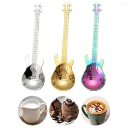 Spoons 12pcs Stainless Steel Guitar Coffee Spoon Children Teaspoon Creative Christmas Gift Bar Tableware For Dessert Kitchen Accessorie