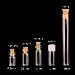 Storage Bottles 0.5ml 0.8ml 1ml 4ml Tubular Essential Oil Bottle DIY Wishing Glass Cork Stopper Jar 10mm Diameter Vial