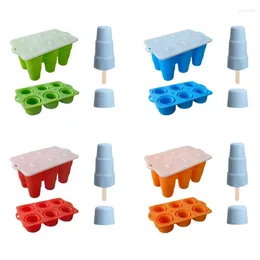 Baking Moulds Set Of 6 Ice Silicones Mold Practical Cream Popsicles Foldable Lolly Making Convenient Kitchen Tool F0T4